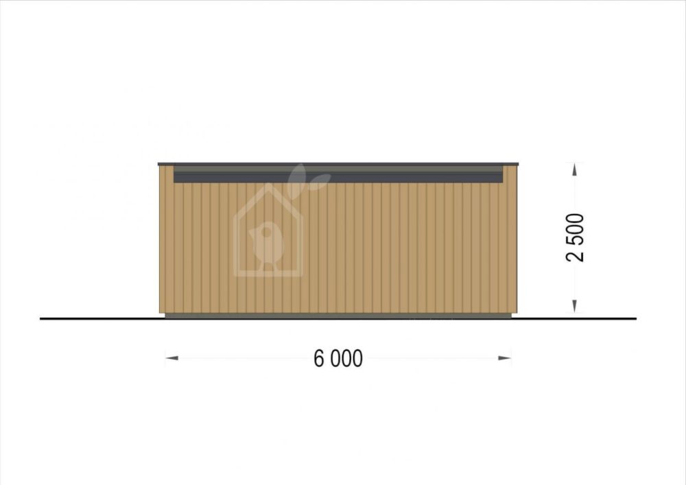 Garáž s plochou strechou STELA F 6m x 6m (Drevený obklad 18-20 mm + drevený rám)