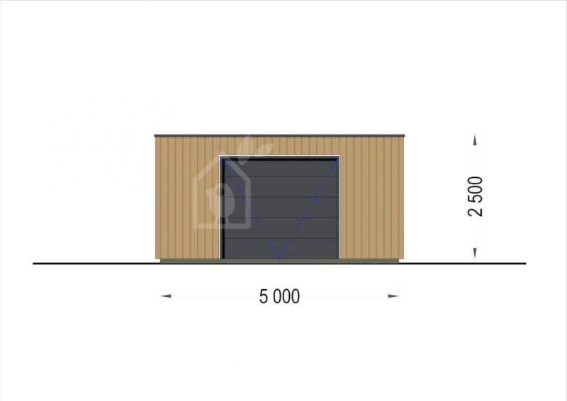 Garáž s plochou strechou STELA F 5m x 6m (Drevený obklad 18-20 mm + drevený rám)