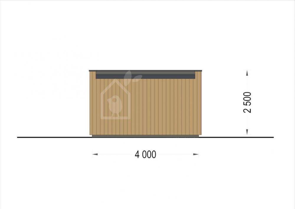 Garáž s plochou strechou STELA F 4m x 6m (Drevený obklad 18-20 mm + drevený rám)