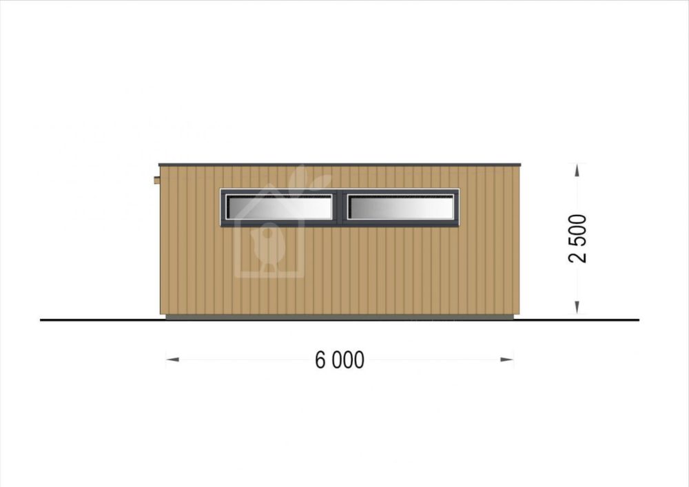 Garáž s plochou strechou STELA F 5m x 6m (Drevený obklad 18-20 mm + drevený rám)