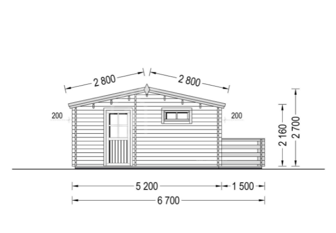 Drevená chata s terasou ALTURA 31 m² + 8 m² (44 mm)