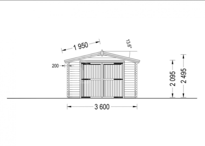 Drevená garáž 3,6m x 5,35m 19,9 m² (44 mm)