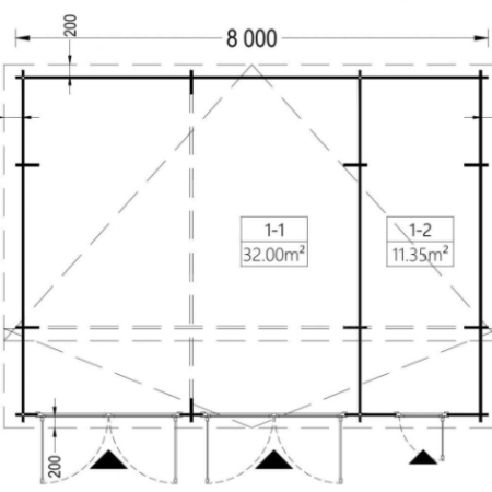 Drevená dvojgaráž TWIN 8m x 6m 48 m² (44 mm)
