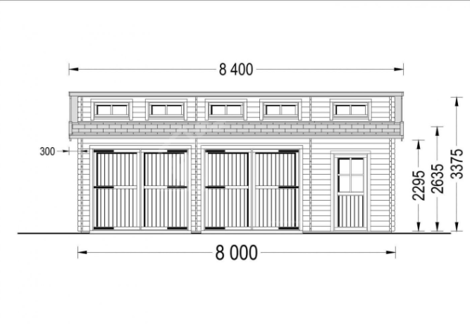 Drevená dvojgaráž TWIN 8m x 6m 48 m² (44 mm)