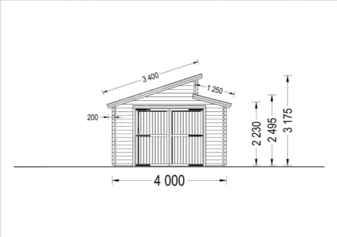 Drevená garáž TWIN 4m x 6m 24 m² (44 mm)