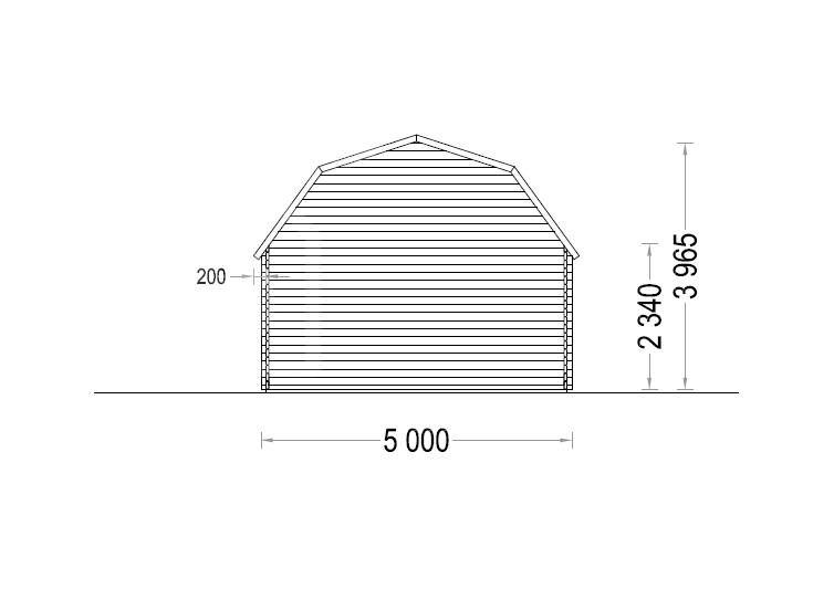 Drevená garáž MISSISSIPPI (44 mm), 5x6 m, 30 m²