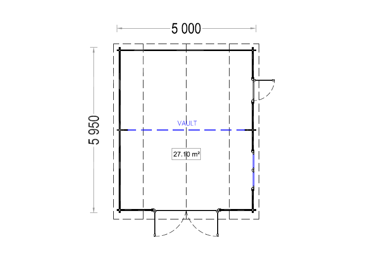 Drevená garáž MISSISSIPPI (44 mm), 5x6 m, 30 m²
