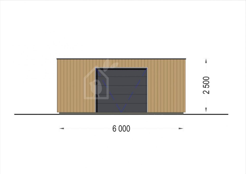 Garáž s plochou strechou STELA F 6m x 6m (Drevený obklad 18-20 mm + drevený rám)