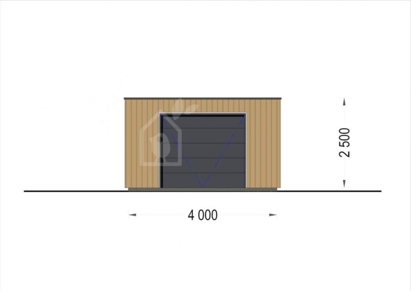 Garáž s plochou strechou STELA F 4m x 6m (Drevený obklad 18-20 mm + drevený rám)