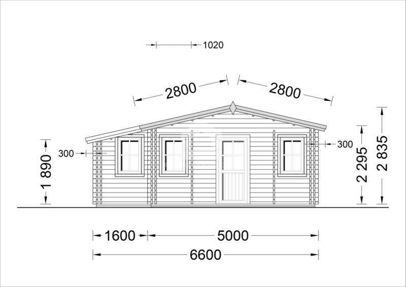 Drevená chata DIJON 6,6m x 7,8m 44 m² (44+44 mm)