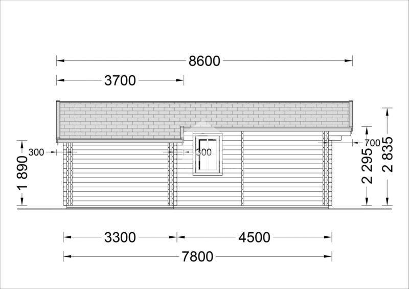 Drevená chata DIJON 6,6m x 7,8m 44 m² (44+44 mm)