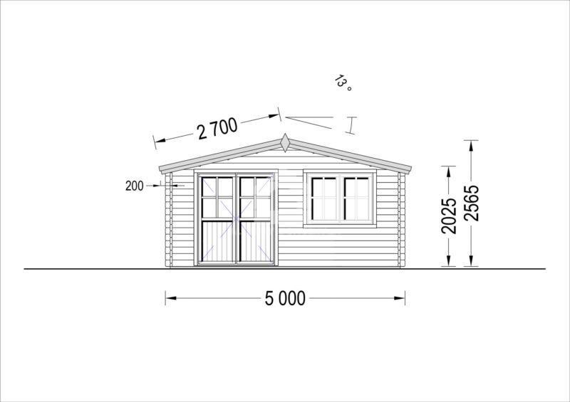 Drevený záhradný domček LILLE 5m x 5m, 25 m² (34 mm)