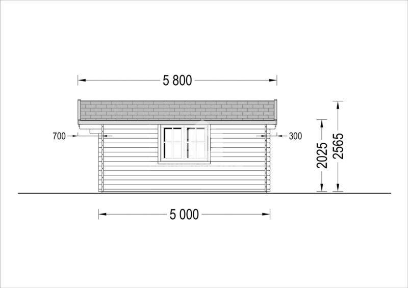 Drevený záhradný domček LILLE 5m x 5m, 25 m² (34 mm)