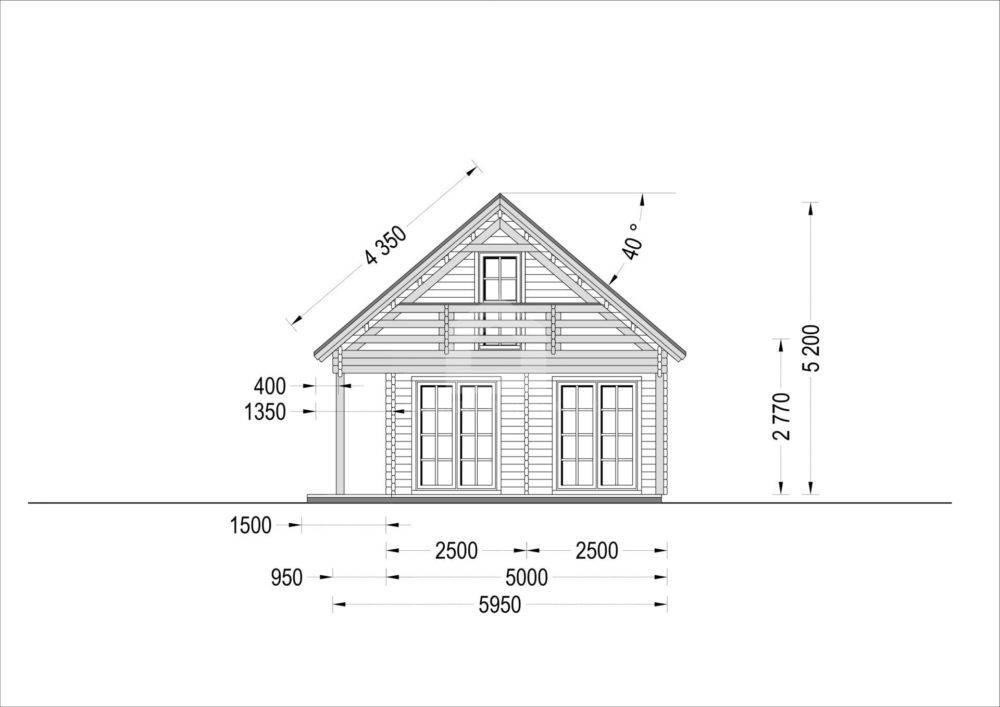 Drevená chata s terasou AURA (66 mm), 100 m² + 35 m²