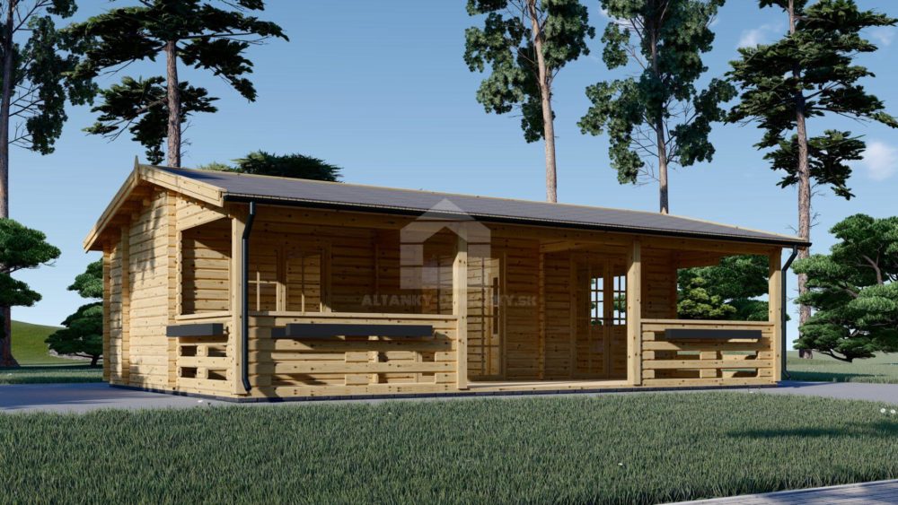 Drevená chata s terasou AMELIA (66 mm), 32 m² + 20 m²