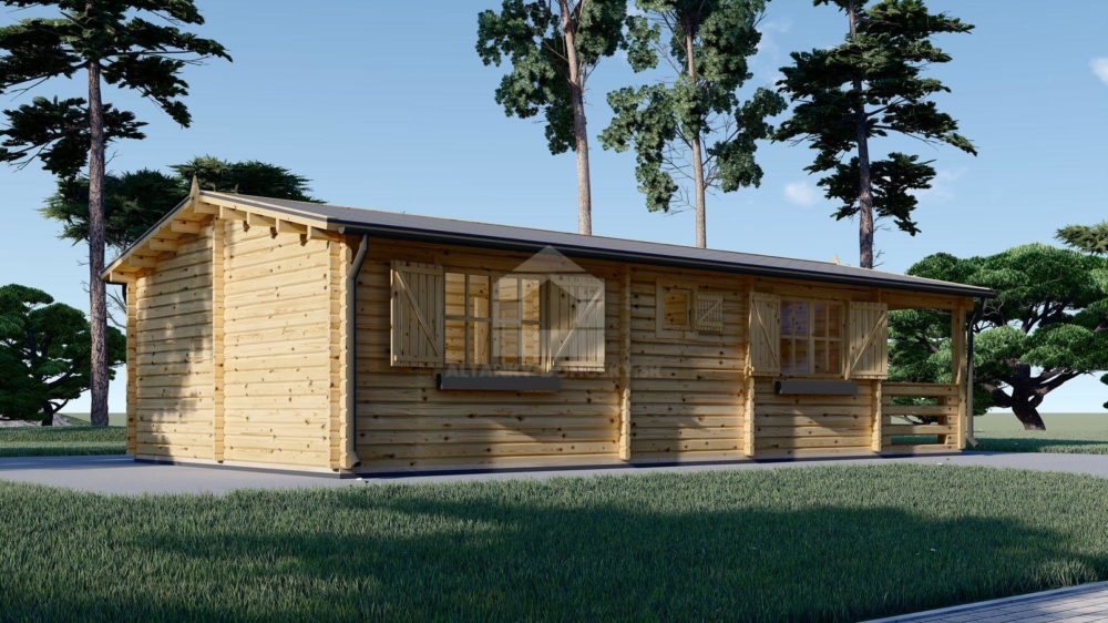 Drevená chata HYMER (66 mm), 42 m² + 10 m² terasa