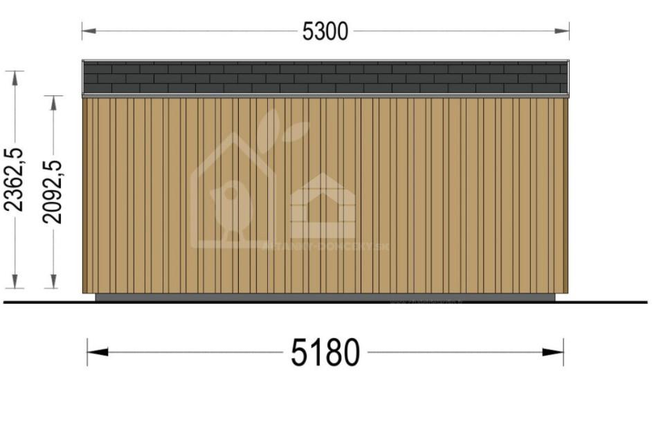 Drevený záhradný domček EVELIN (34 mm + obklad), 5x4 m, 20 m²