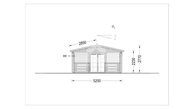 Drevená chata HYMER (66 mm), 42 m² + 10 m² terasa