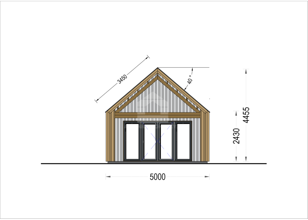 Drevená chata AGATA (44 mm + obklad), 39 m²