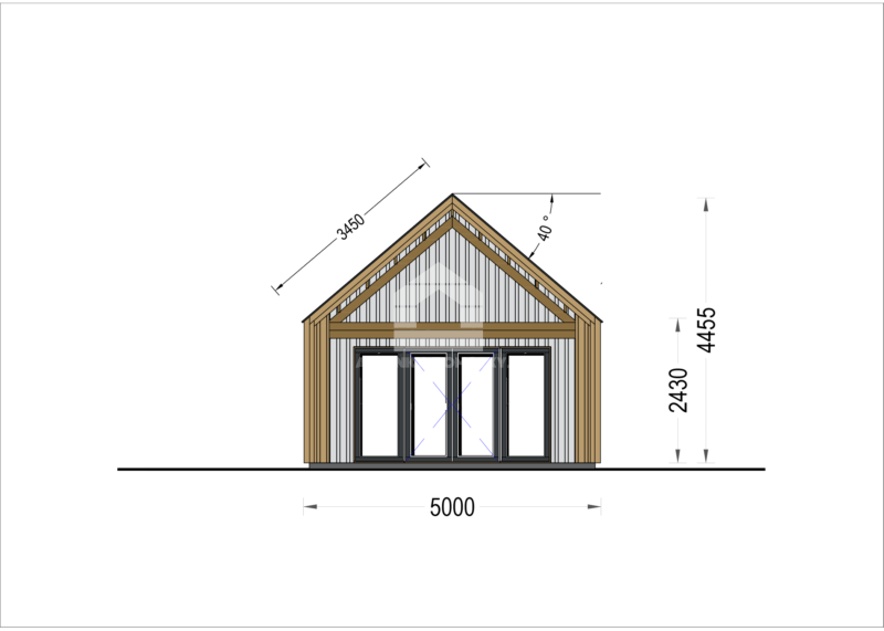 Drevená chata AGATA (44 mm + obklad), 39 m²