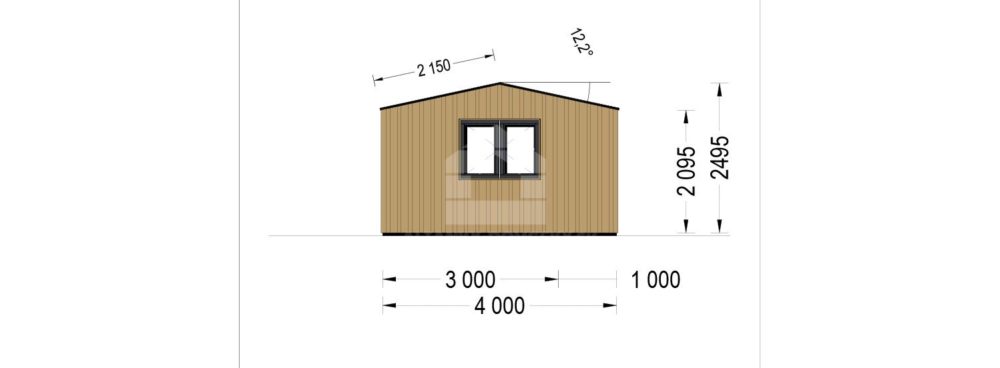 Záhradný domček TINA (44 mm + obklad), 5x4 m, 20 m²